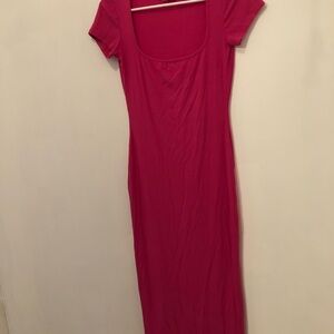 See You Monday Fuchsia Scoop-Neck Maxi Dress